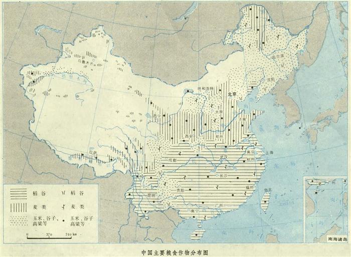 Distribution of Agricultural crops  in China