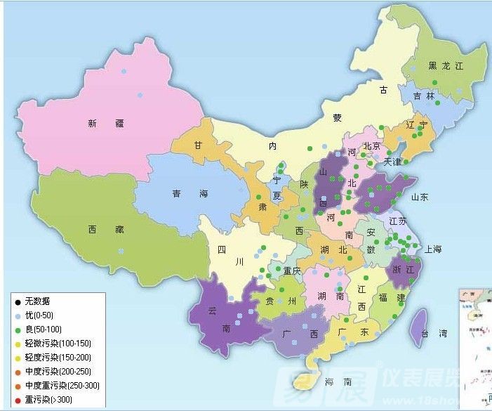 Map of Air Quality in China