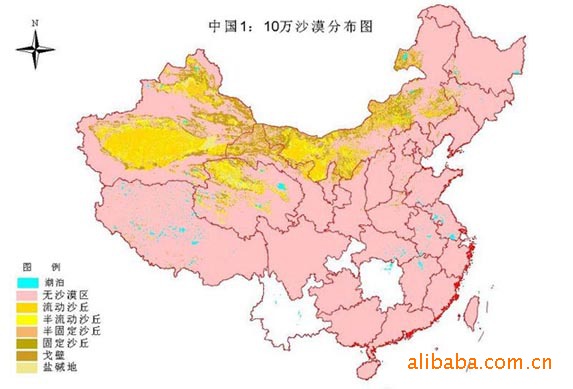 desertification levels throughout china