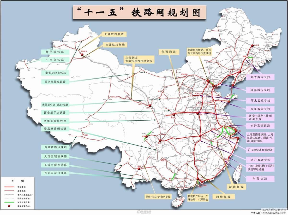 the national railroad route in china