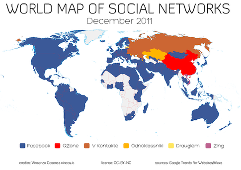 world map of social networks