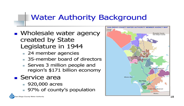  Background information about the San Diego County Water Authority