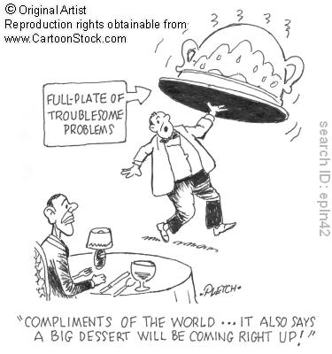 full plate of issues - cartoon
