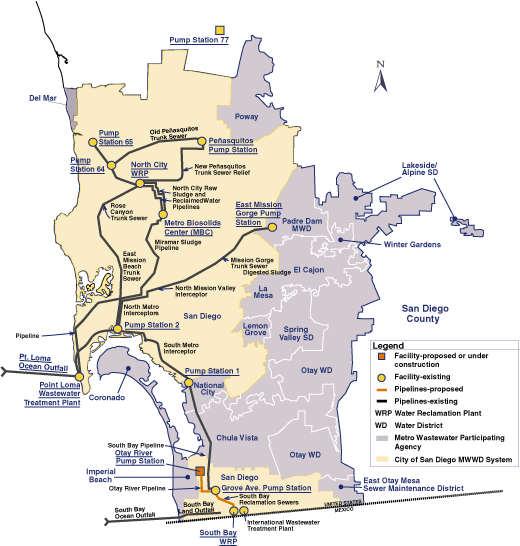 Map of water management throughout San Diego County