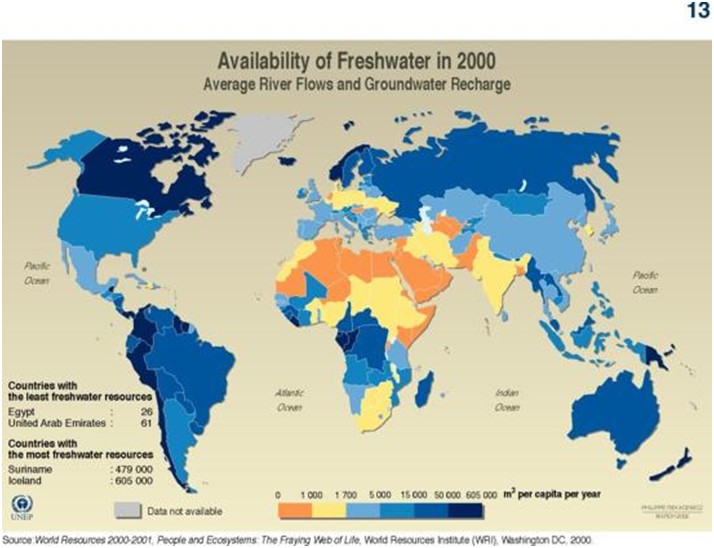 Availability of freshwater in 2000