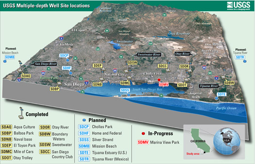 USGS Multiple- depth well locations in San Diego