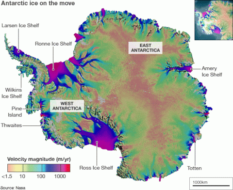 Map tracks Antarctica on the move