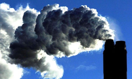 Emissions from a coal-fired power station. The output of greenhouse gases has ju